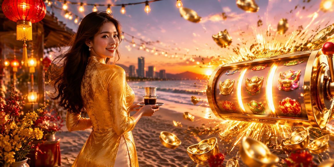 Người dùng Đà Nẵng trong trang phục áo dài tham gia trò chơi slot game